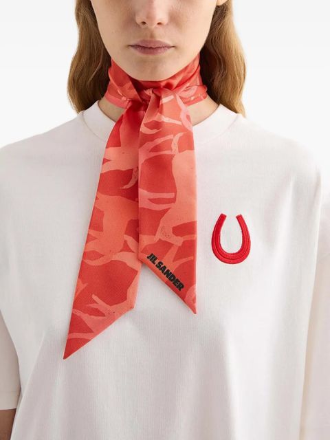 Jil Sander horse-print logo bandeau scarf - Red - zdjęcie produktu nr 2