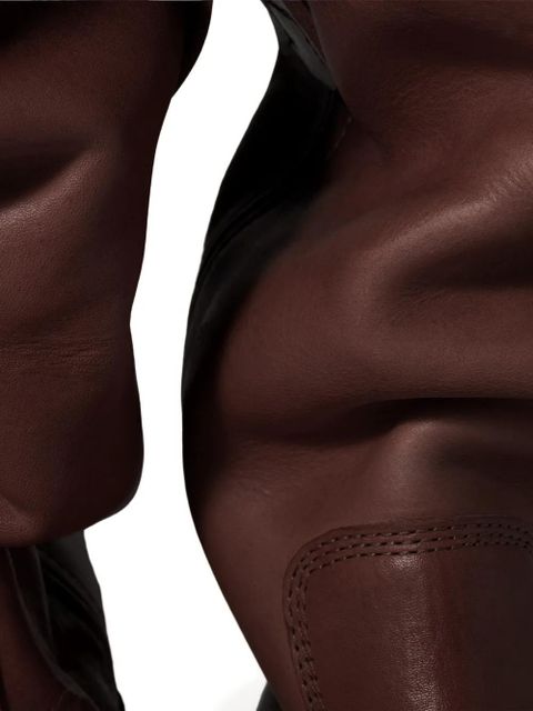 Miu Miu slouchy logo block-heel boots - Brown