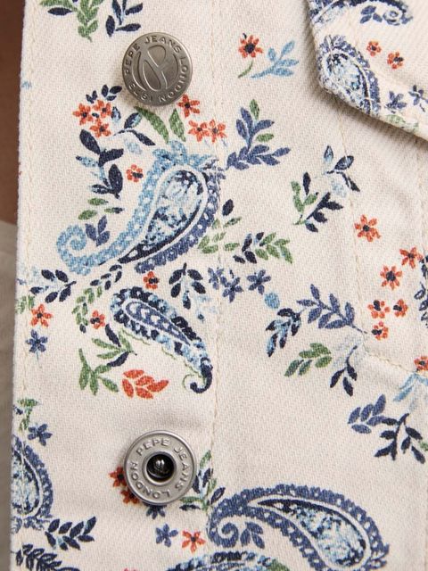 Pepe Jeans kurtka jeansowa REGULAR JACKET PAISLEY damska kolor beżowy przejściowa PL402409