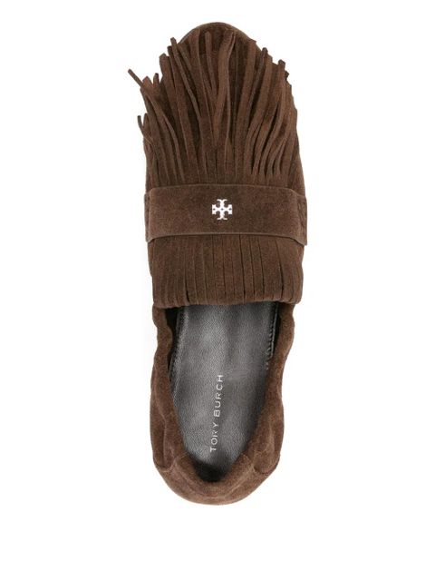 Tory Burch suede tassel ballet flats - Brown