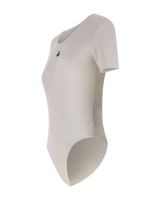 Vivienne Westwood orb-embellished ribbed bodysuit - White