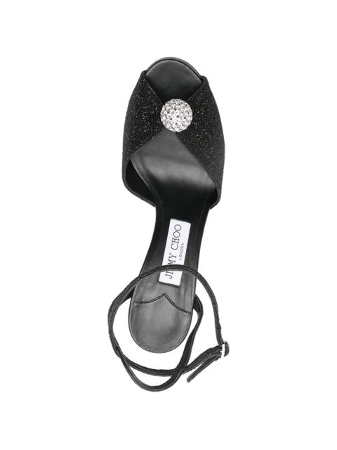 Jimmy Choo Sacora glitter heeled sandals - Black