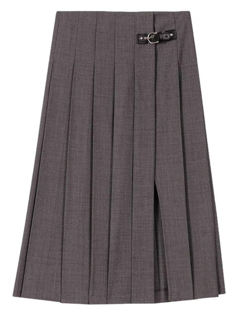 Maje pleated buckled midi skirt - Grey - zdjęcie produktu nr 1
