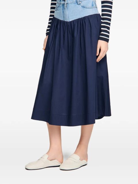 SANDRO flared midi skirt - Blue