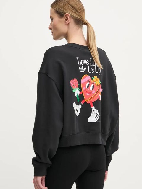 adidas Originals bluza bawełniana Nelson damska kolor czarny z nadrukiem JC8335