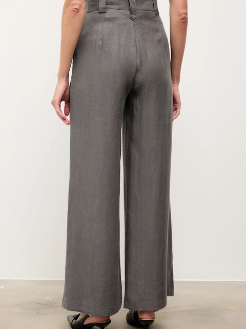 Answear.LAB spodnie damskie kolor szary szerokie high waist