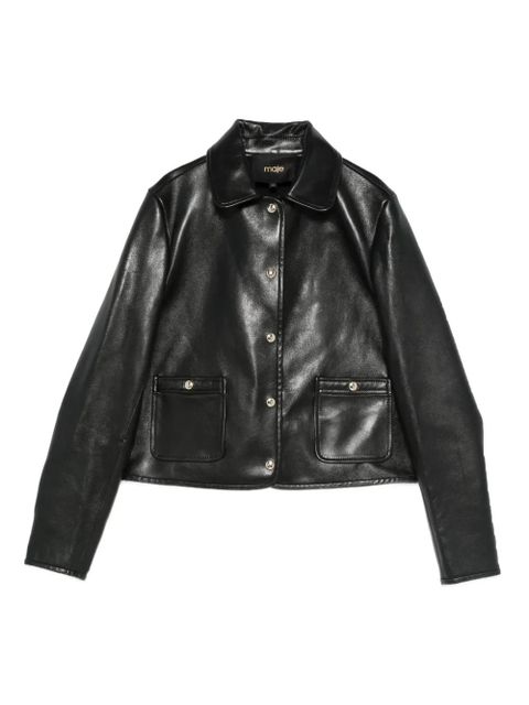 Maje cropped leather jacket - Black - zdjęcie produktu nr 1