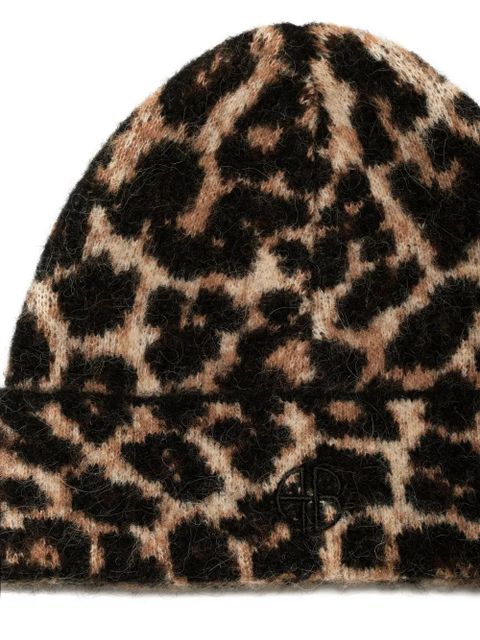 ANINE BING Elia leopard-print beanie - Black - zdjęcie produktu nr 2