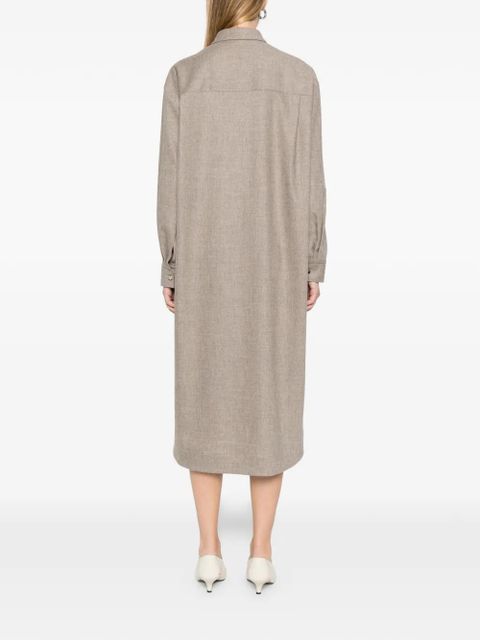 KHAITE Gloria button long-sleeve midi dress - Neutrals