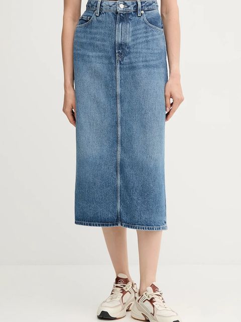 Tommy Hilfiger spódnica jeansowa kolor niebieski midi prosta WW0WW46503 - zdjęcie produktu nr 1