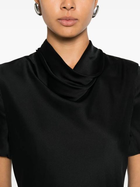 STAUD Iris cowl neck short sleeve dress - Black