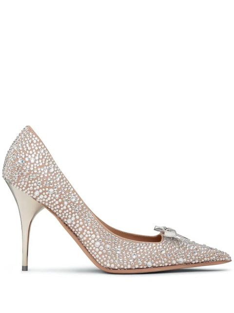 Valentino Garavani 100mm Romance Bow crystal-embellished pumps - Silver - zdjęcie produktu nr 1