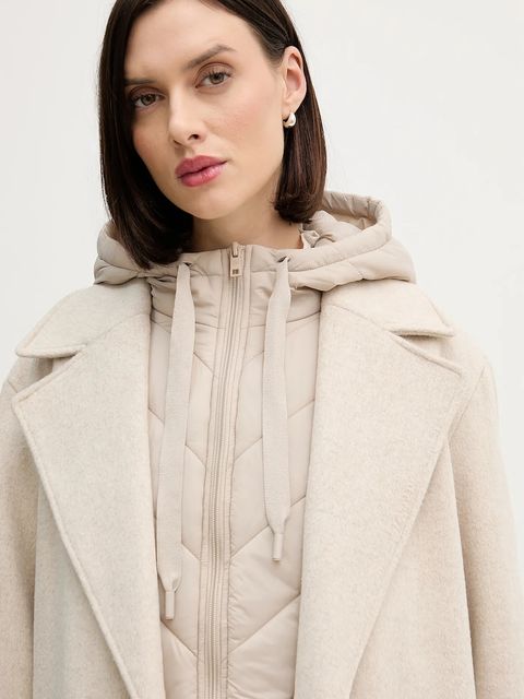 Pedro del Hierro płaszcz z dodatkiem wełny kolor beżowy 7522239