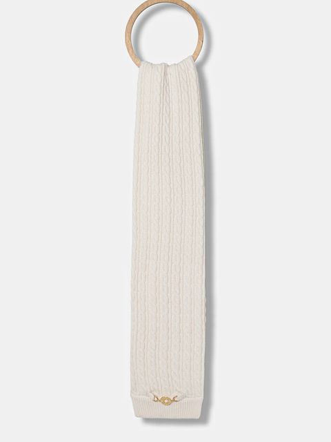 Patou szalik wełniany damski kolor beżowy z aplikacją AC1048041 - zdjęcie produktu nr 1