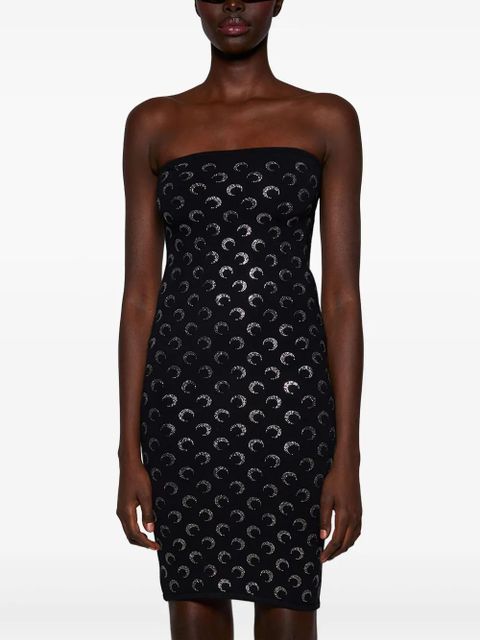 Marine Serre moon-rhinestone tube dress - Black