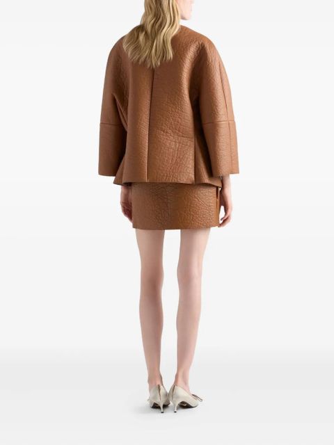 Prada textured leather mini skirt - Brown