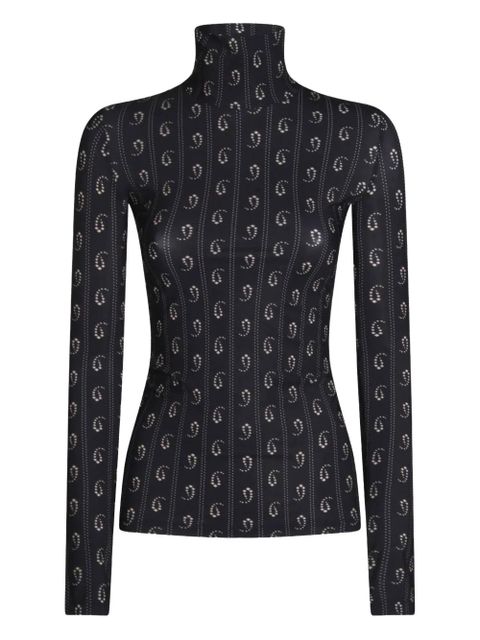 Tory Burch geometric-print turtleneck top - Blue - zdjęcie produktu nr 1