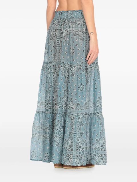 MC2 Saint Barth Cheyenne bandana-print tiered skirt - Blue
