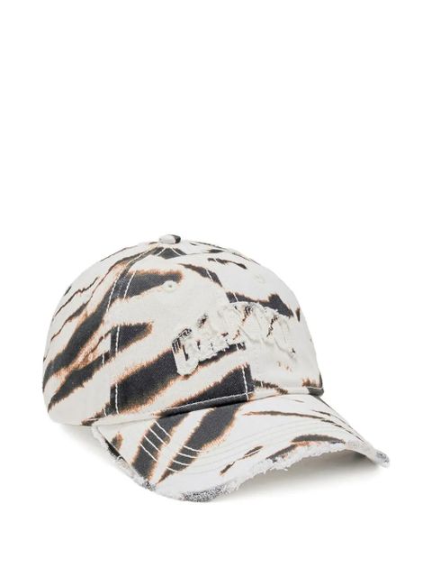 GANNI animal-print frayed baseball cap - Neutrals - zdjęcie produktu nr 1
