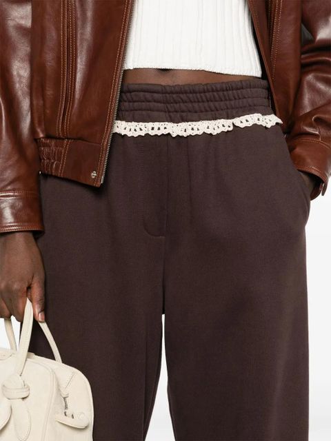 Magda Butrym lace-detail cotton track pants - Brown