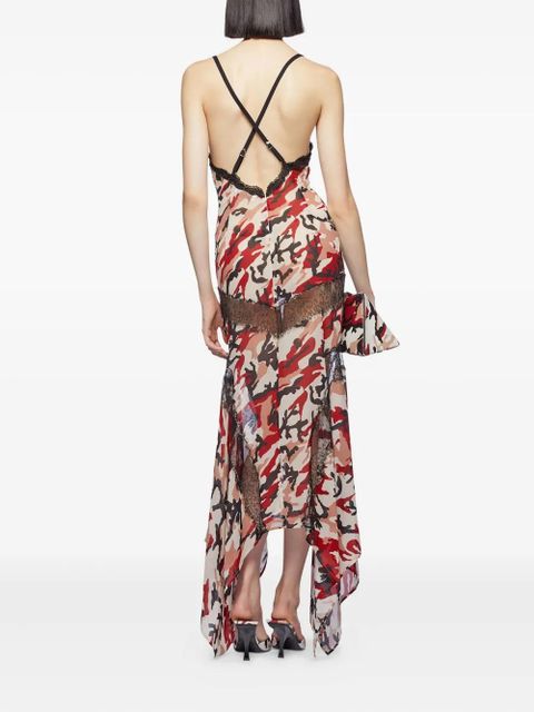 The Attico camouflage lace-insert dress - Neutrals