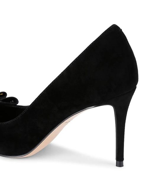 Kurt Geiger London szpilki zamszowe Belgravia Stud Bow kolor czarny 4710905309