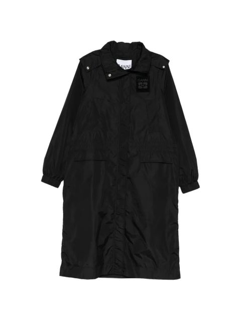 GANNI logo-patch coat - Black