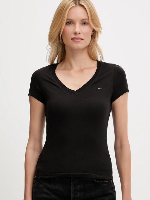 Tommy Jeans t-shirt bawełniany 2-pack damski kolor czarny DW0DW21367 - zdjęcie produktu nr 1