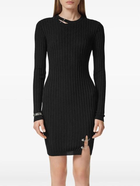Versace Safety Pin ribbed-knit mini dress - Black - zdjęcie produktu nr 2