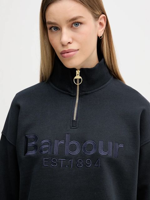 Barbour bluza bawełniana Sara damska kolor granatowy z aplikacją LOL0667