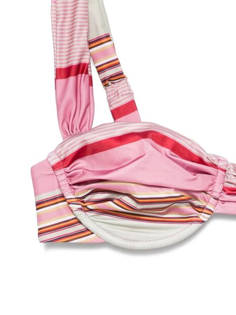 Faithfull the Brand Sol striped ruched bikini top - Pink