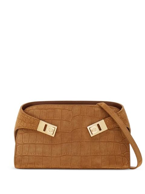 Ferragamo mini Hug embossed logo shoulder bag - Brown - zdjęcie produktu nr 1