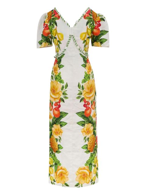FARM Rio floral-print puff-sleeve maxi dress - White - zdjęcie produktu nr 2