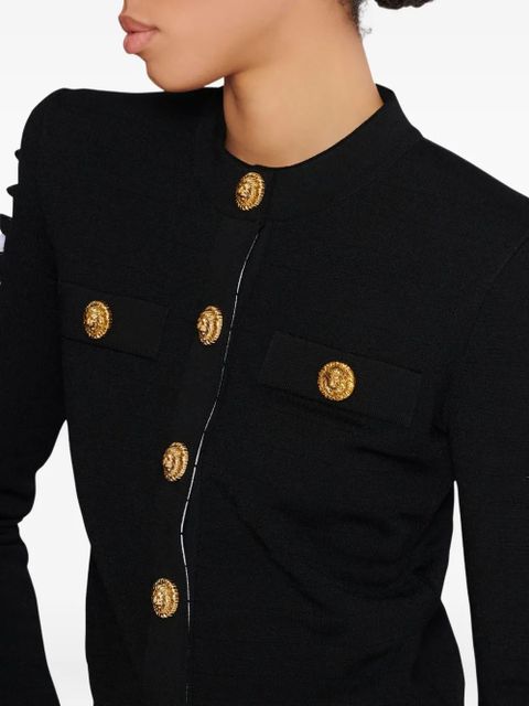 Balmain cut-out sleeve buttoned cardigan - Black