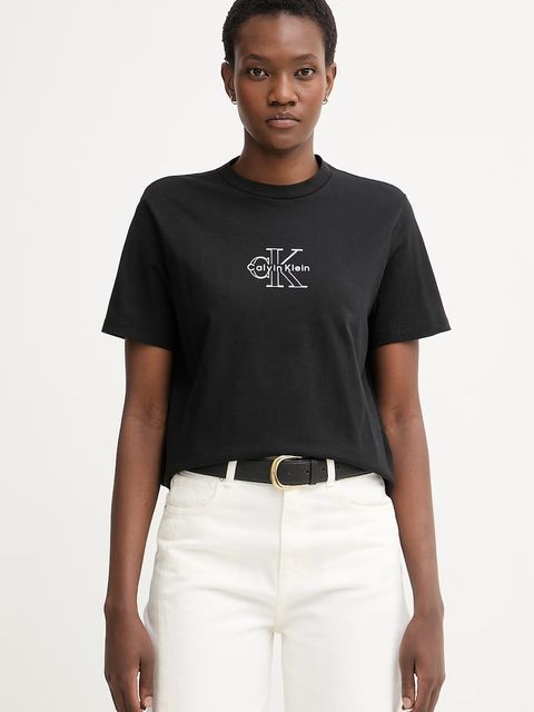 Calvin Klein Jeans T-shirt damski bawełniany - zdjęcie produktu nr 2