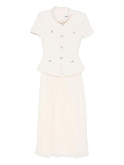 Self-Portrait panelled midi dress - Neutrals - zdjęcie produktu nr 1