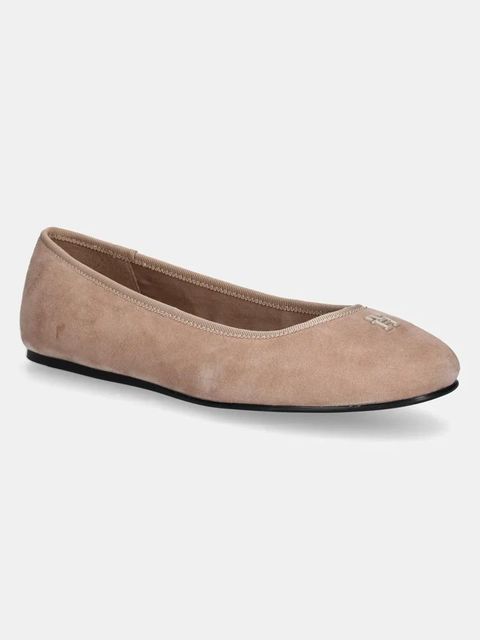Tommy Hilfiger baleriny zamszowe TH HARDWARE SUEDE BALLERINA kolor beżowy FW0FW08655 - zdjęcie produktu nr 1