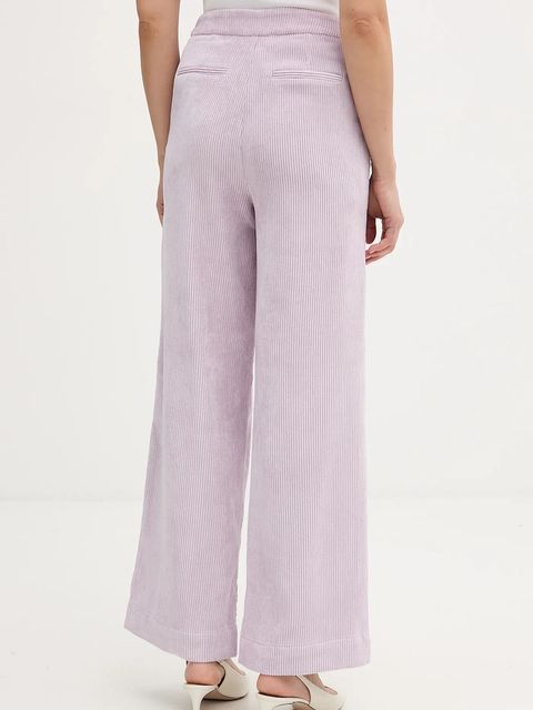 United Colors of Benetton spodnie sztruksowe damskie kolor fioletowy proste high waist 4Q5GDF0AI