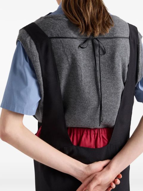 Prada Satin sablé dress with suspenders - Black