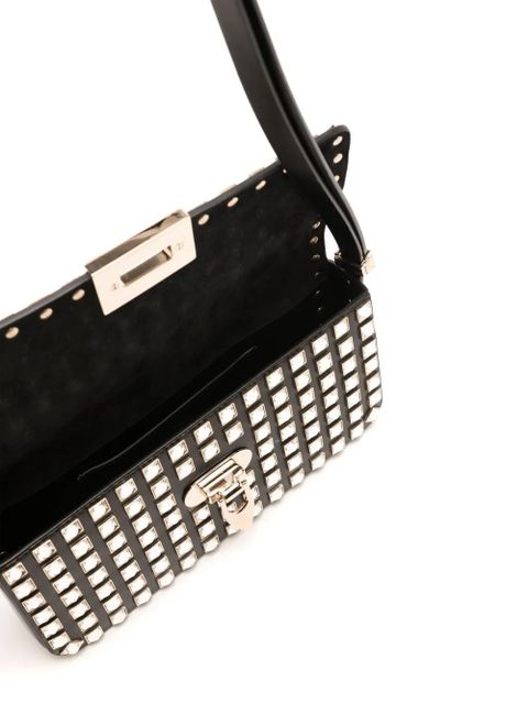 Valentino Garavani Rockstud E/W leather shoulder bag - Black