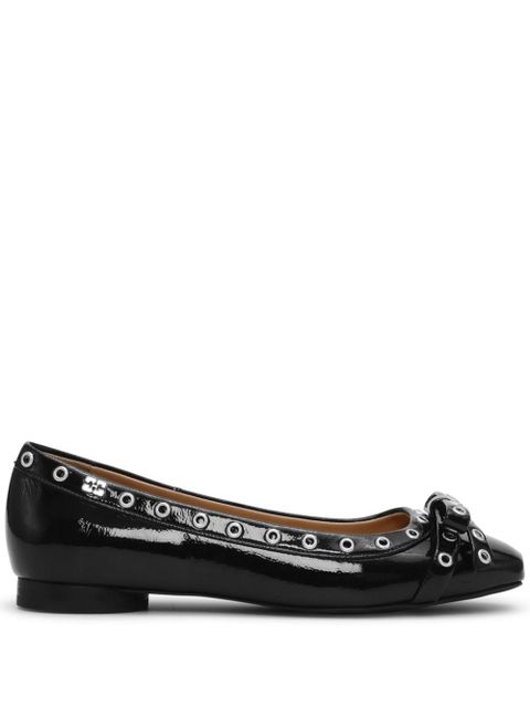 GANNI eyelet-detail bow ballerina shoes - Black - zdjęcie produktu nr 1