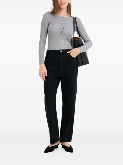 Gabriela Hearst Julian ribbed Henley T-shirt - Grey - zdjęcie produktu nr 2