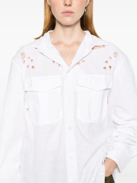 Marine Serre logo-embroidered shirt - White