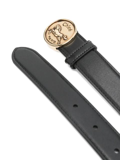 Chloé horse-motif medal leather belt - Black - zdjęcie produktu nr 2