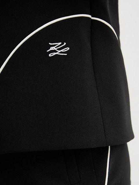 Karl Lagerfeld marynarka z domieszką wełny kolor czarny jednorzędowa wzorzysta A3W14039