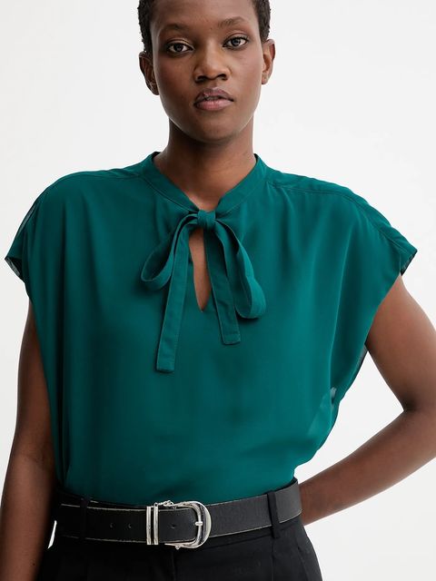 Calvin Klein bluzka damska kolor zielony gładka LV044D134G