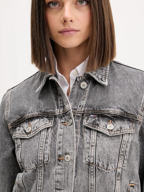 Tommy Jeans kurtka jeansowa kolor szary przejściowa DW0DW21555