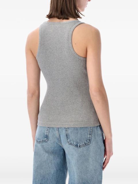 GANNI ribbed-knit logo-embellished tank top - Grey - zdjęcie produktu nr 2