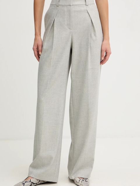 BOSS Orange spodnie z dodatkiem wełny damskie kolor szary proste high waist 50547679