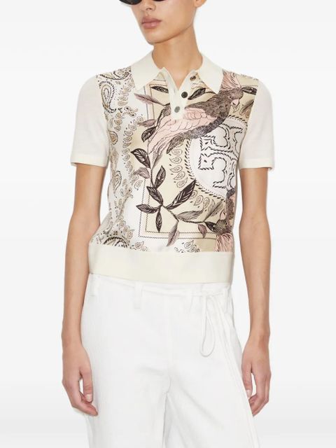Tory Burch silk front polo - White